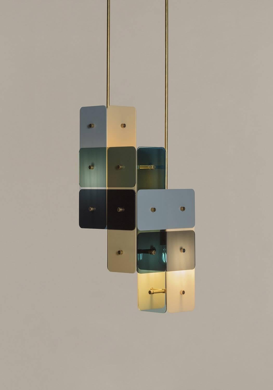 Contemporary Chandelier TERN in Plexiglass and Brass In New Condition For Sale In Copenhagen, DK