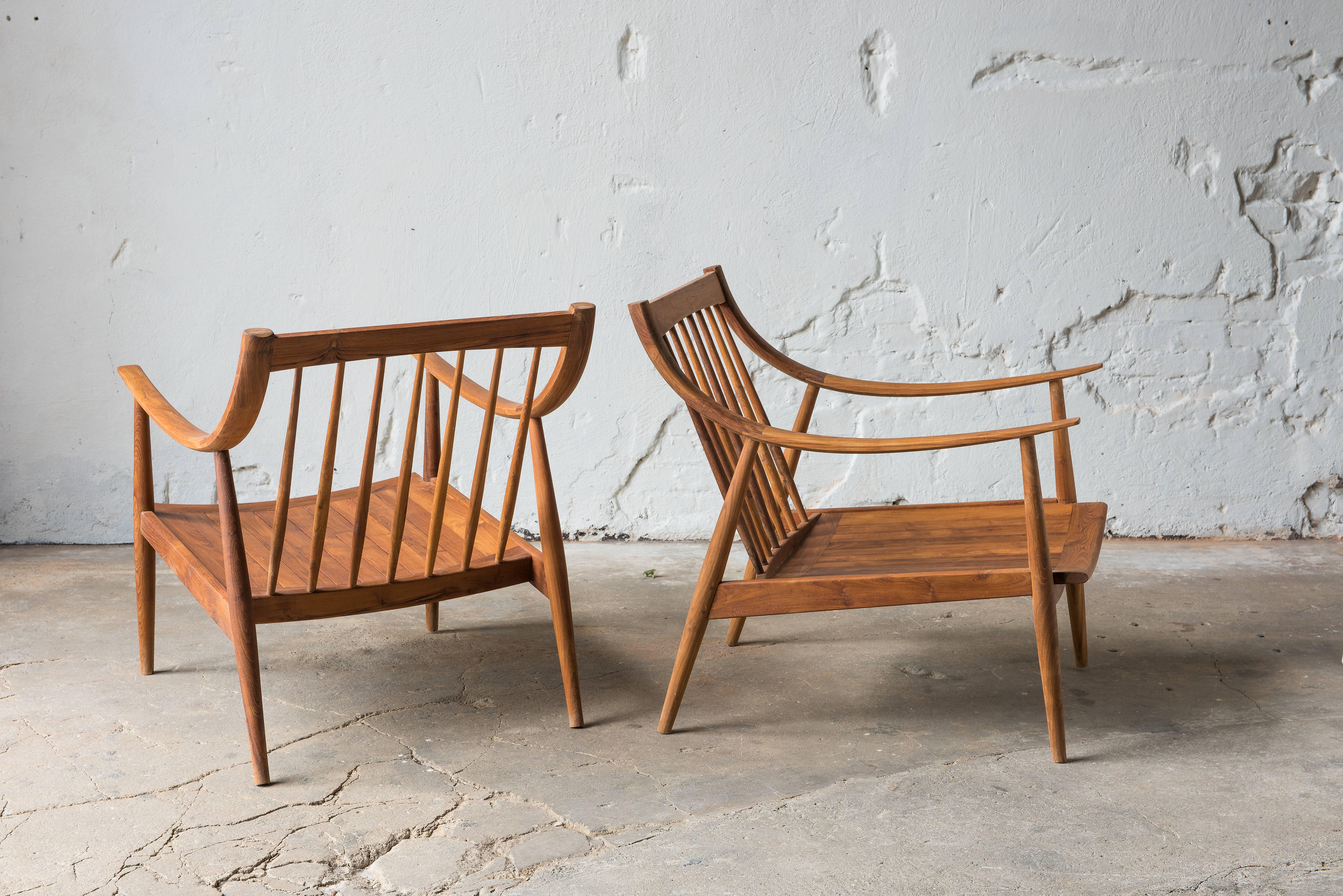 Modern 21th Century Lounge Chairs in Teak Wood For Sale