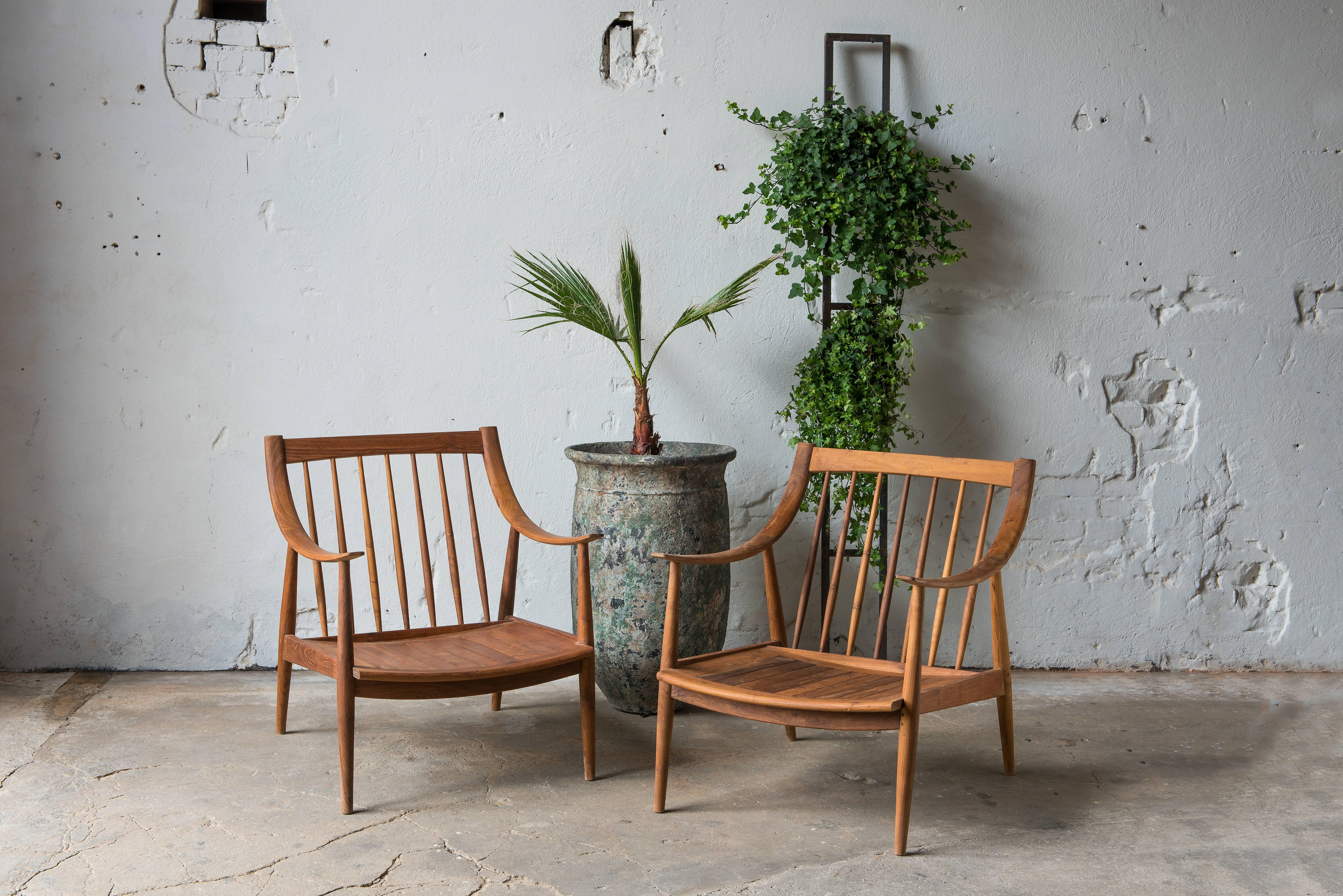 Scandinavian 21th Century Lounge Chairs in Teak Wood For Sale