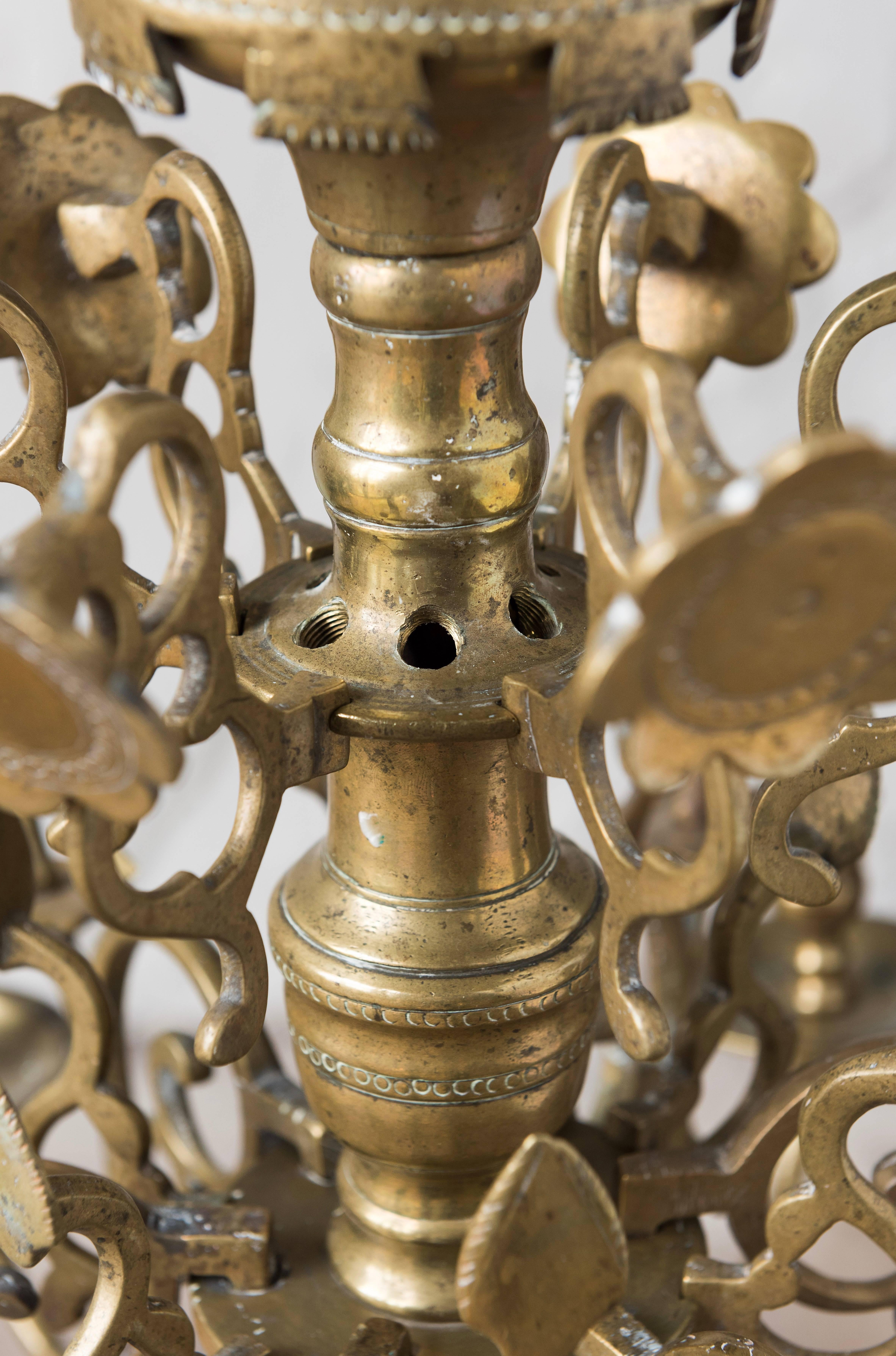 Baroque 17th Century Netherland or German Six-Light Brass Chandelier For Sale