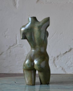 Female Torso "Garbo" Sculpture in Solid Bronze by RR Sweden