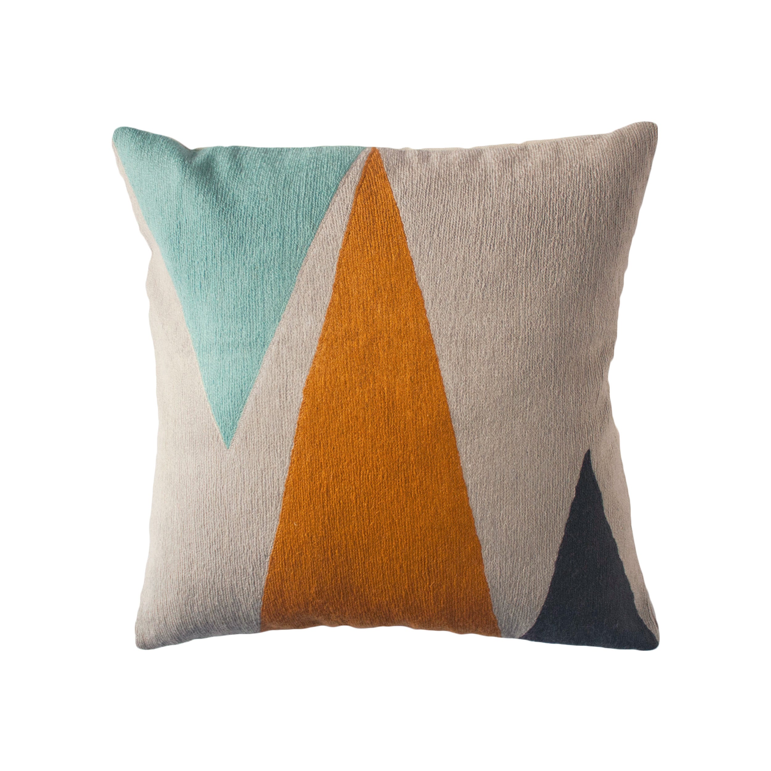 Phoenix Mountain Hand Embroidered Modern Geometric Throw Pillow
