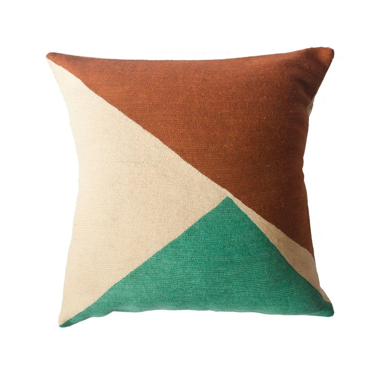 Bar Colorado Hand Embroidered Modern Geometric Throw Pillow Cover at 1stdibs