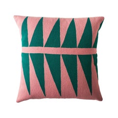 Tropical Palm Springs Emerald Hand Embroidered Modern Throw Pillow Cover