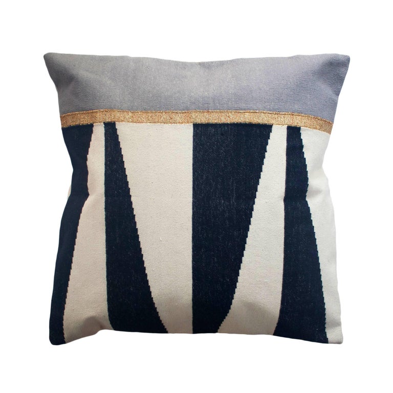 Geometric Jordan Black and White Modern Throw Pillow Cover For Sale at 1stdibs