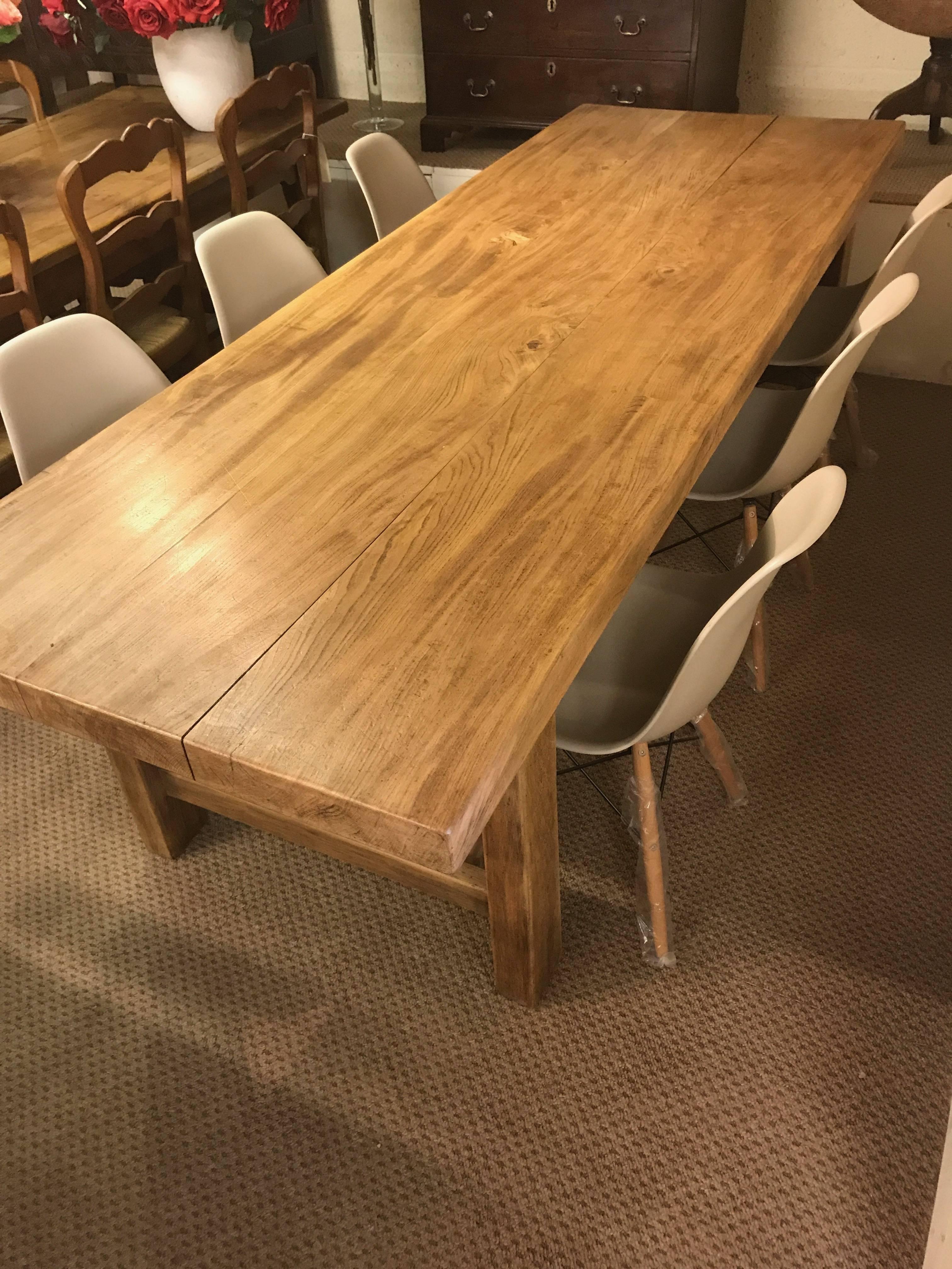 Late 19th Century Three Plank Elm French Farmhouse Table In Good Condition In Billingshurst, GB