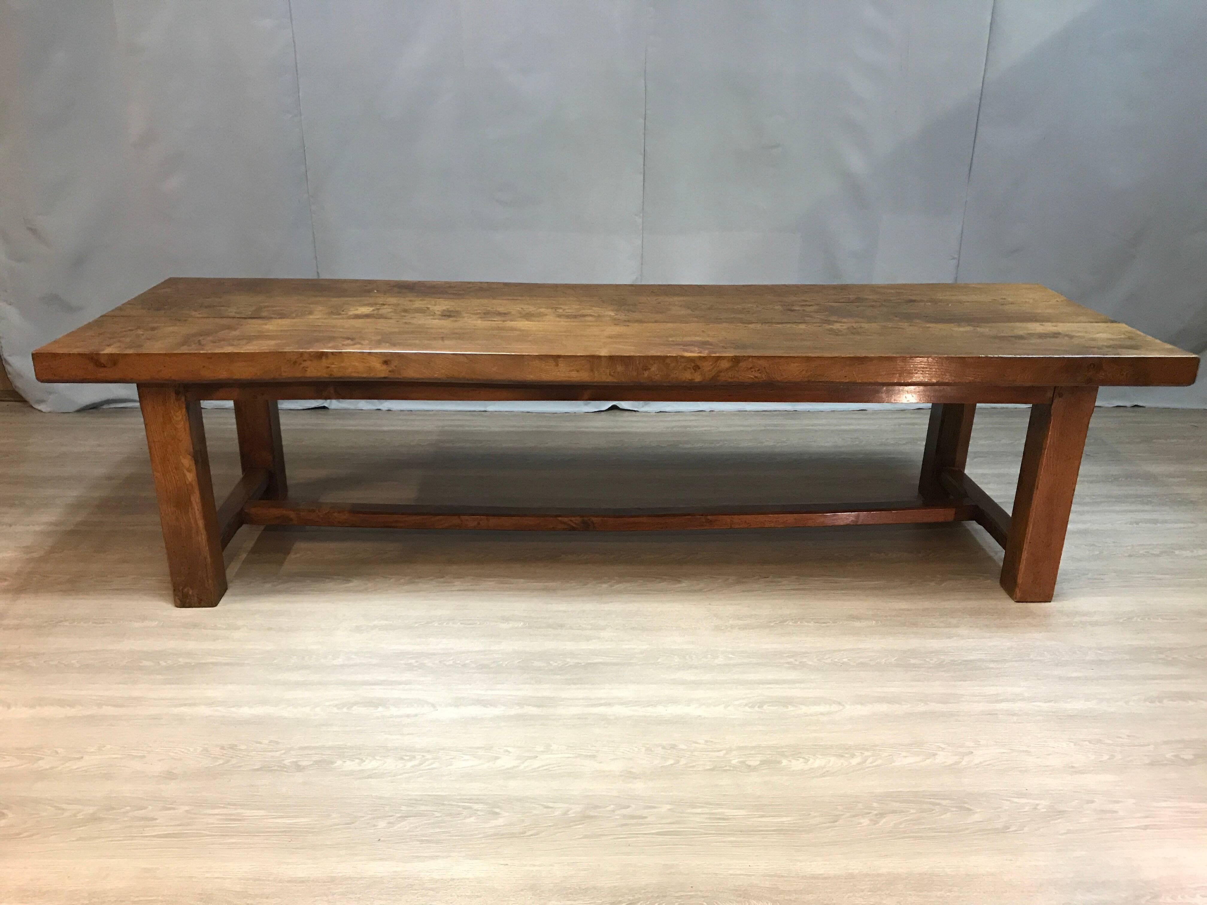 Late 19th Century Exceptionally Large Elm French Farmhouse Table In Good Condition In Billingshurst, GB
