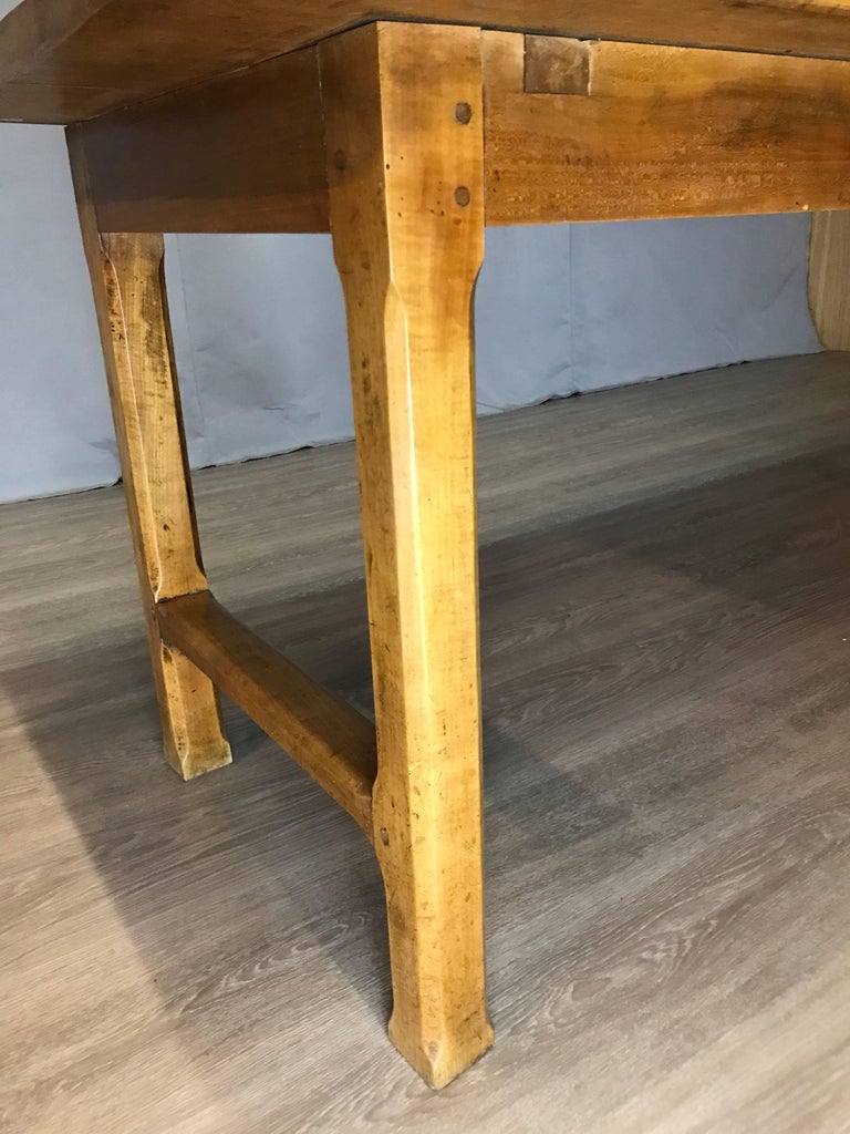 Antique Applewood Farmhouse Table with Centre Stretcher, circa 1840 at