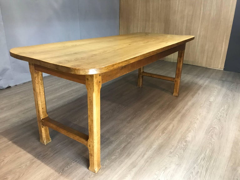 Antique Applewood Farmhouse Table with Centre Stretcher, circa 1840 at