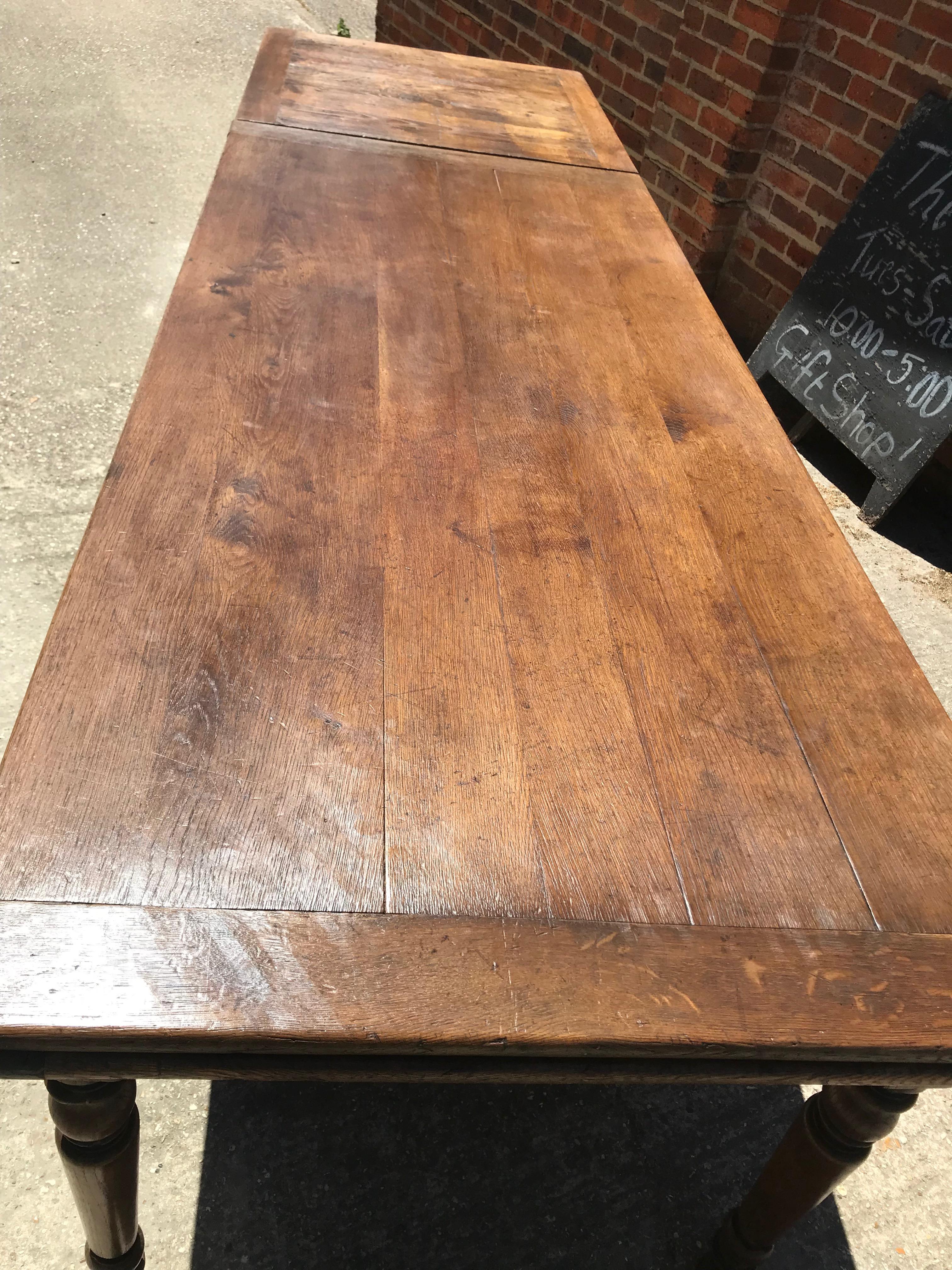 Hand-Crafted Antique Oak Double Extending Table
