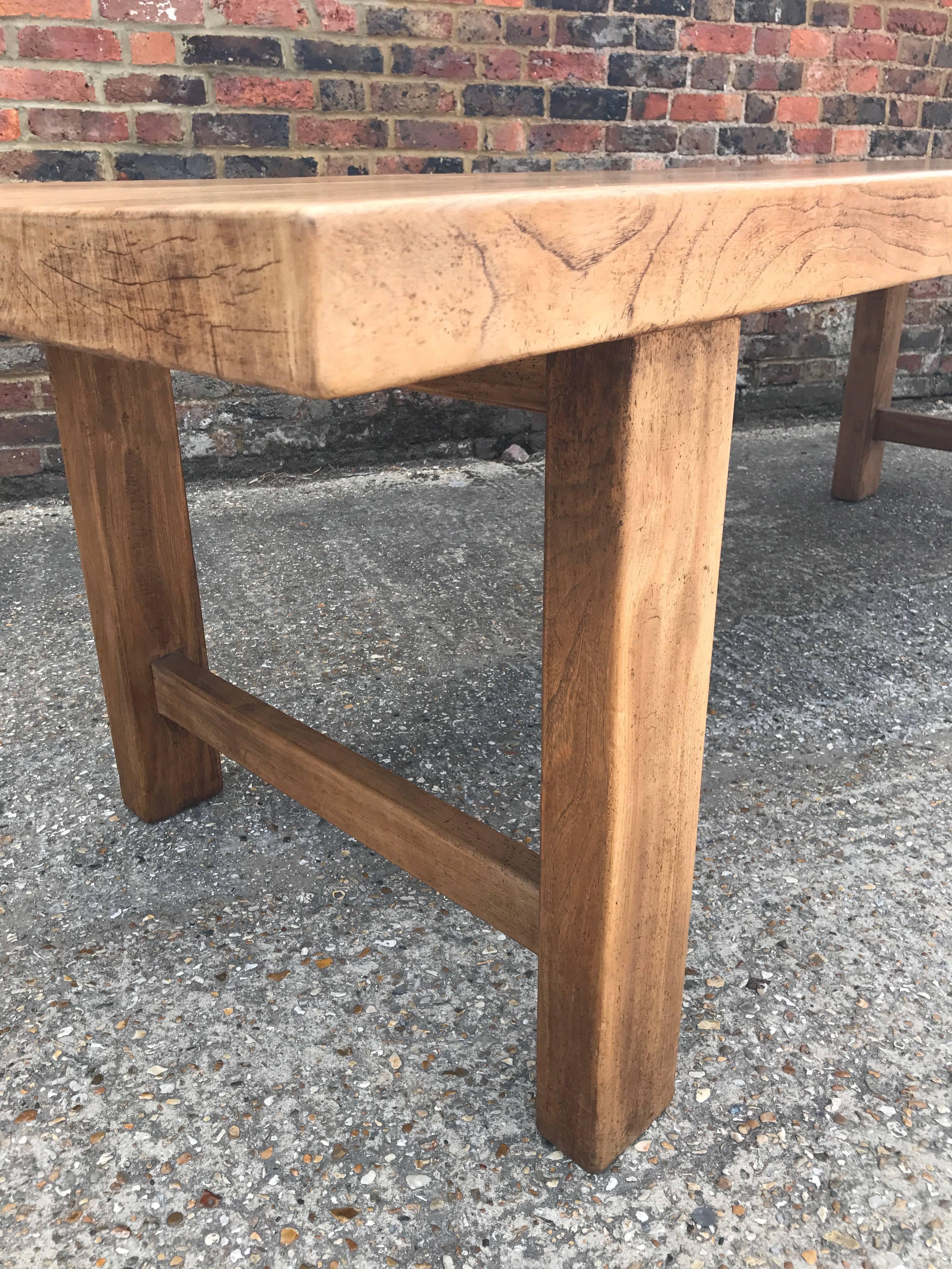 Country Late 19th Century Three Plank Elm French Farmhouse Table