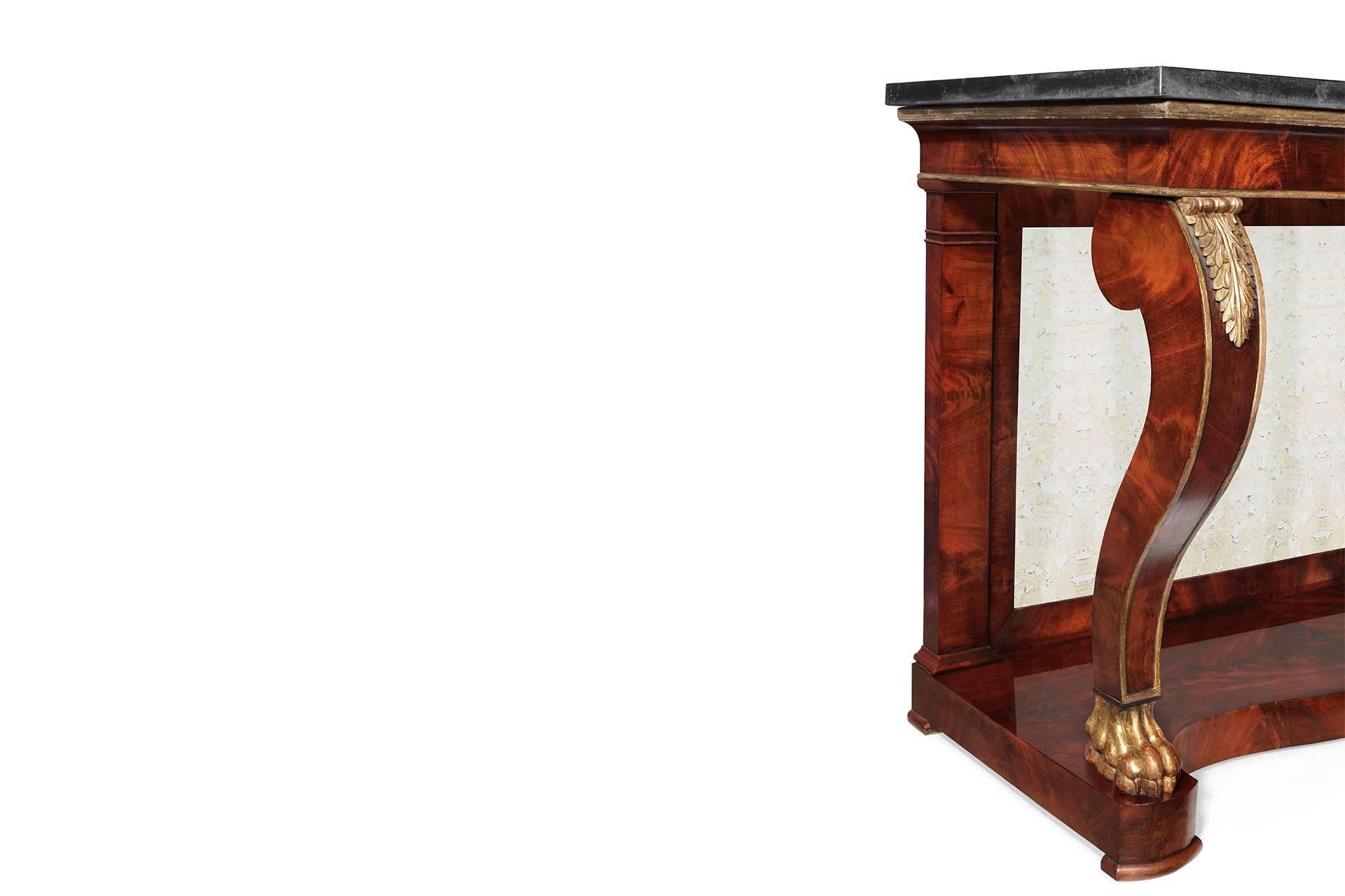 Hand-Carved Amazing 19th Century Empire Console Table For Sale