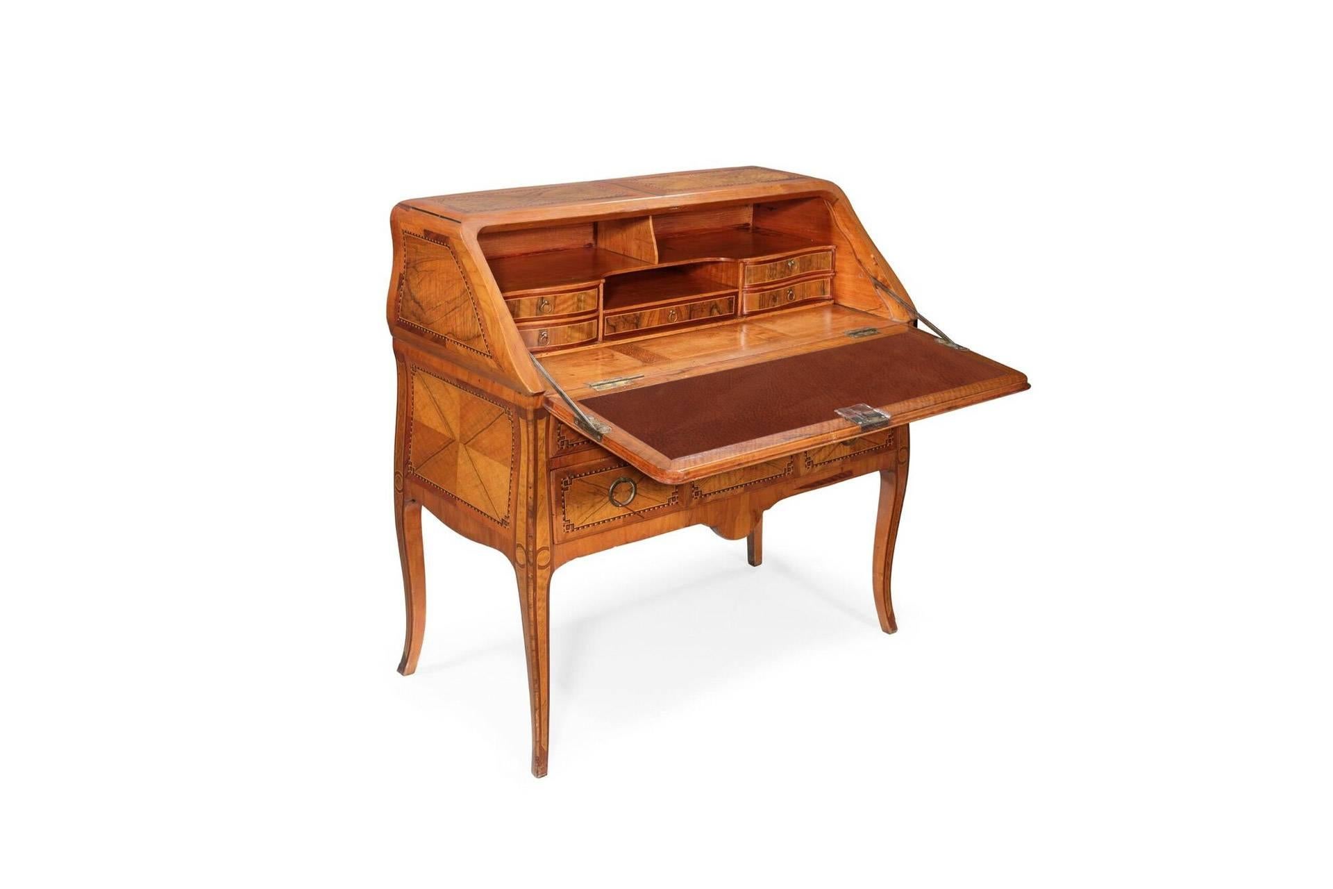 Marquetry 18th Century Transition Bureau For Sale