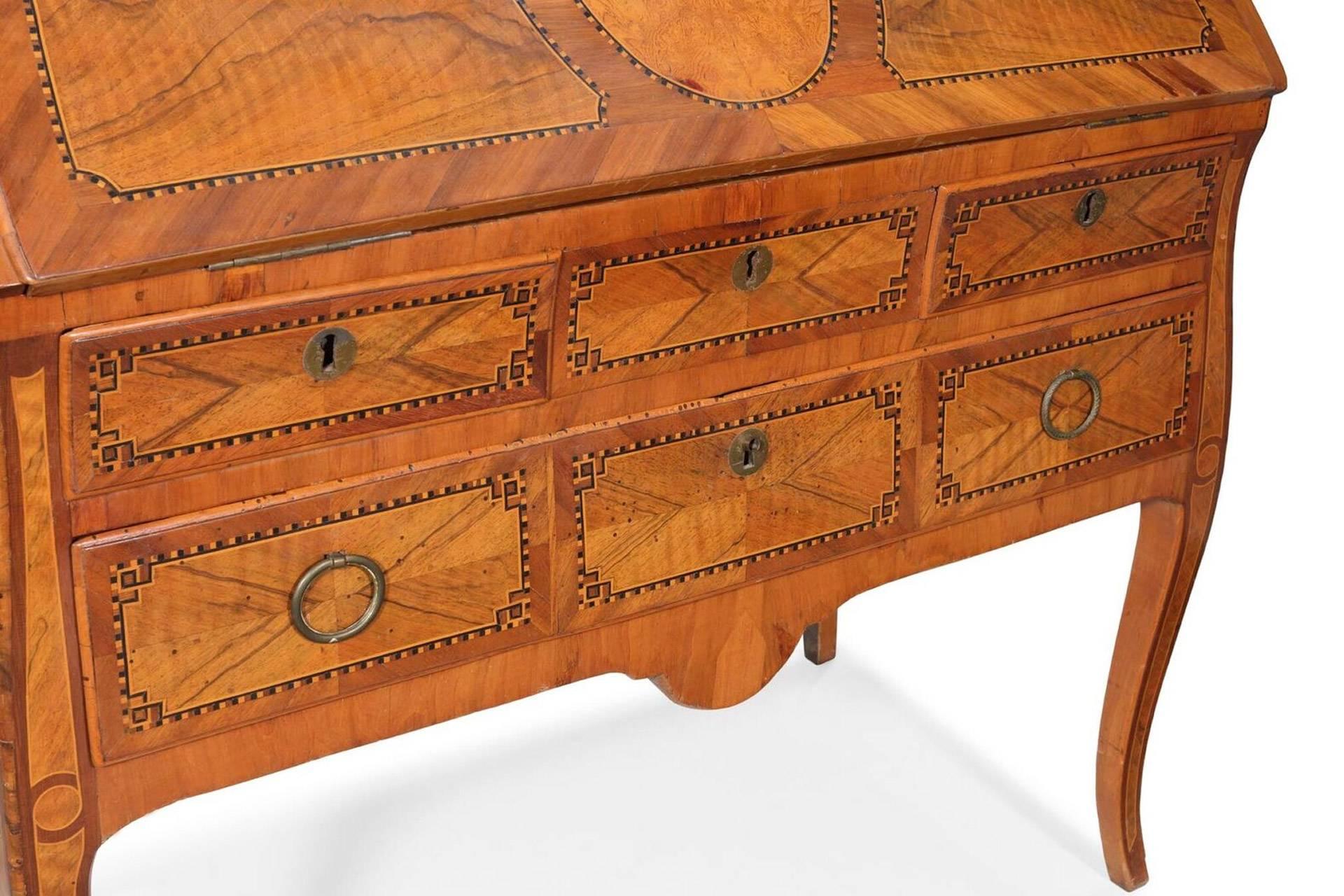 Leather 18th Century Transition Bureau For Sale