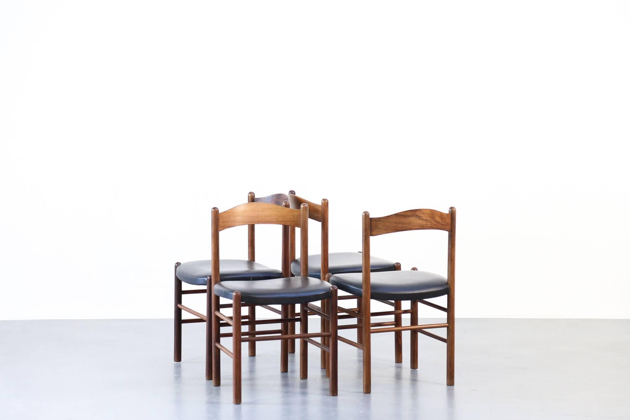 Mid-17th Century Set of Four Dining Chairs Scandinavian Danish Teak, 1960 Design Midcentury
