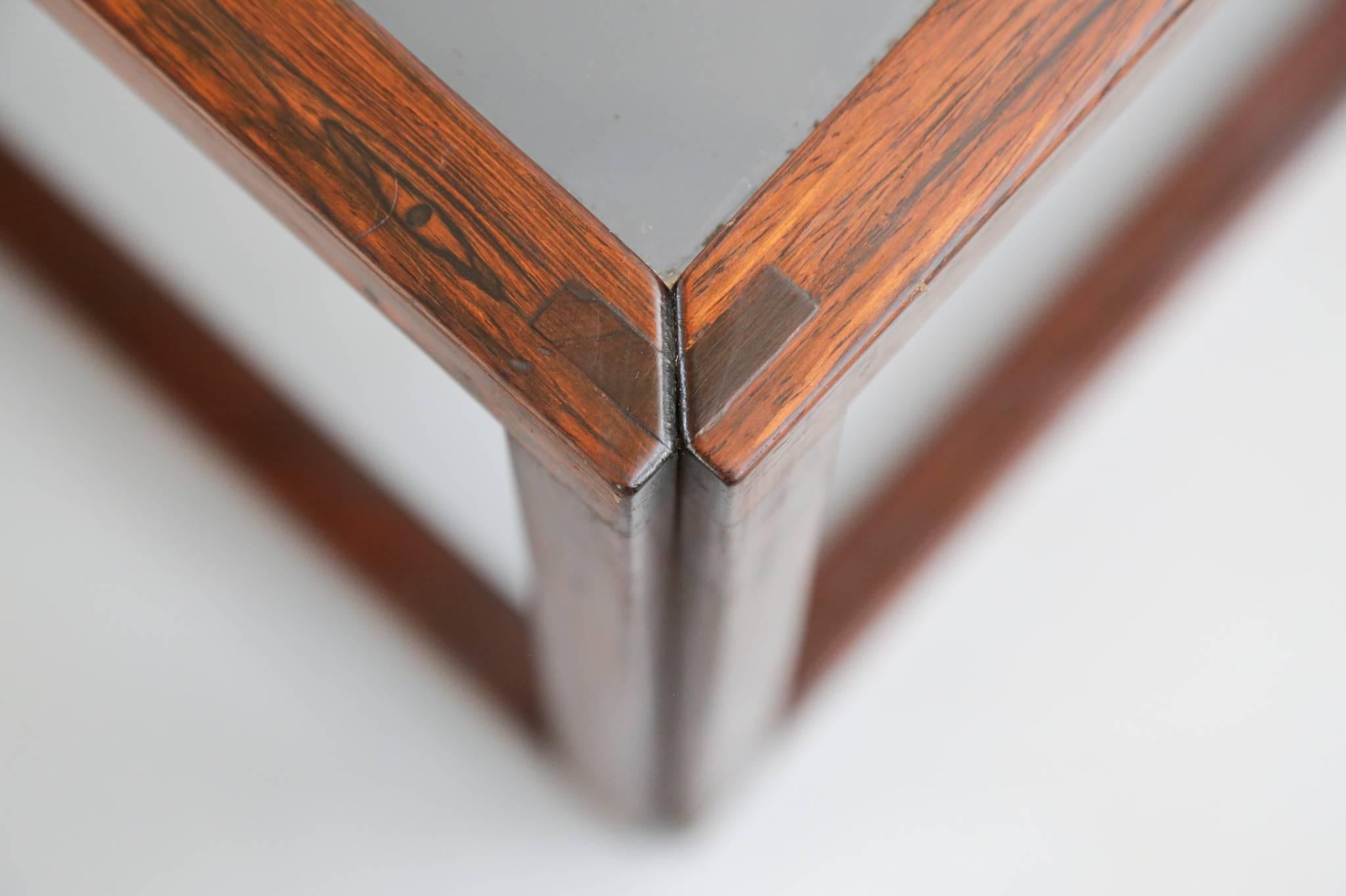Mid-20th Century Scandinavian Coffee Table Rosewood and Glass