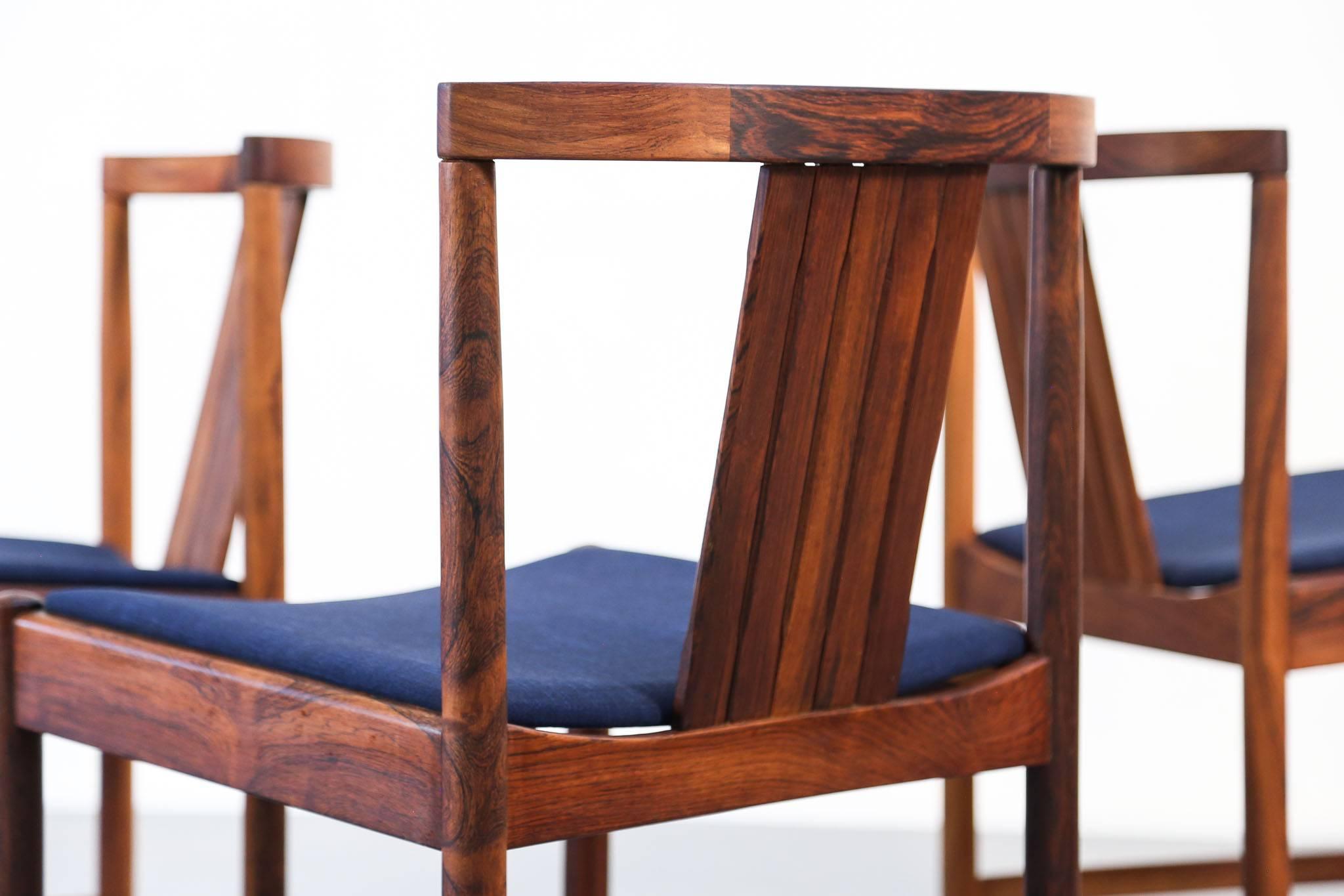 Set of Four Dining Chairs Attributed to Illum Wikkelsø Rosewood For Sale 1