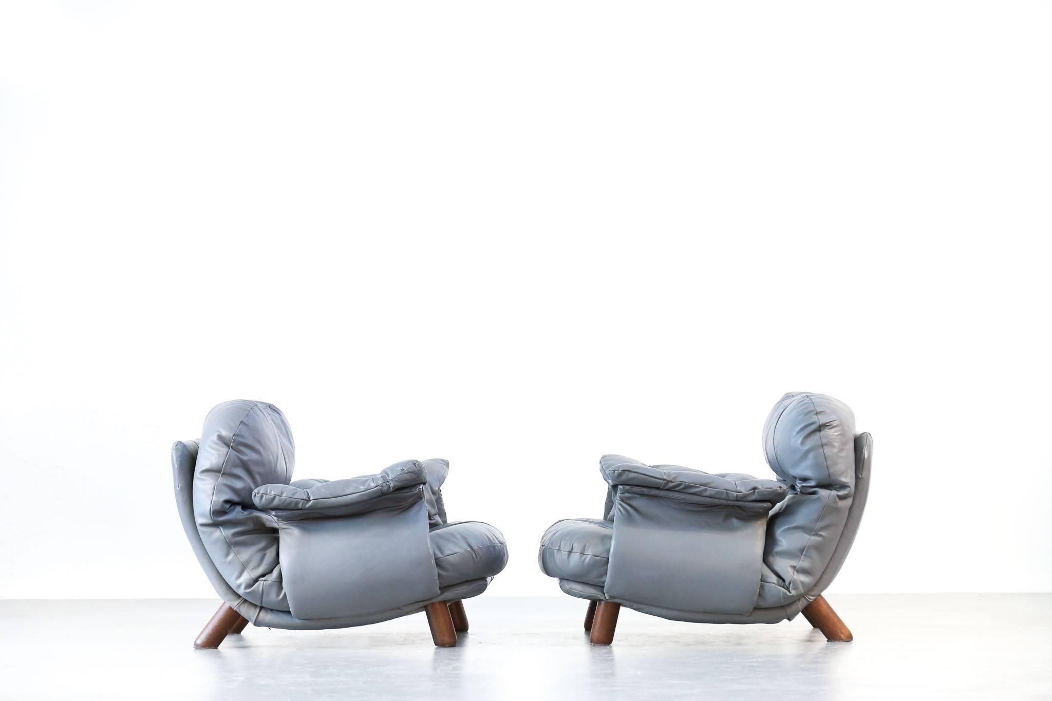 Pair of Lounge Chairs by E. Cobianchi, Italian Design  2