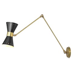 Black Articulated Modern Italian Sconces Design Stilnovo Noa Brass ML137
