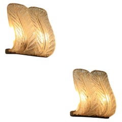 Pair of italian wall lights attributed to Barovier and Toso in murano glass