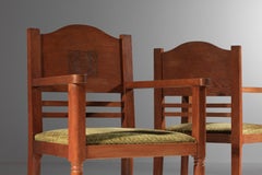Pair of carved wood armchairs, Galeries Lafayette "Atelier de la Maîtrise" 1940
