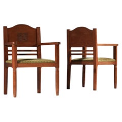 Pair of carved wood armchairs, Galeries Lafayette "Atelier de la Maîtrise" 1940