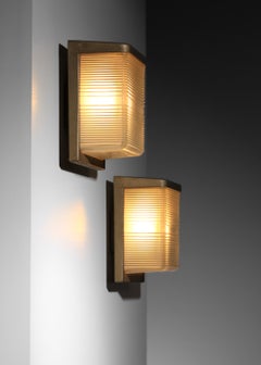 Set of 5 industrial Holophane workshop wall lamps from the 1950s