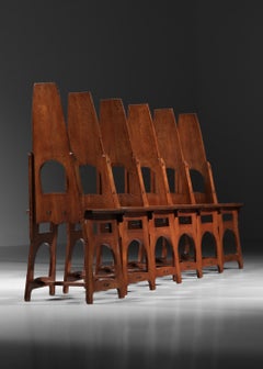 Set of 6 Arts & Crafts style chairs dating from the 1920s, signed R&V