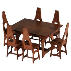 Mesa de comedor de roble, estilo Art Nouveau / Arts & Crafts, firmada «R&V»