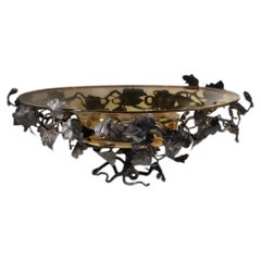Large Italian fruit basket from Murano, in the Liberty style, by Umberto Bellott