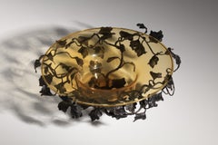 Large Italian fruit basket from Murano, in the Liberty style, by Umberto Bellott