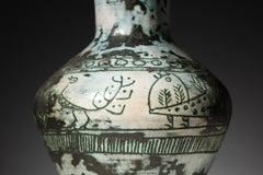 Jacques Blin ceramic table lamp with green bird motif - J354