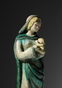 Ceramic Virgin and Child by Paul Pouchol - K055