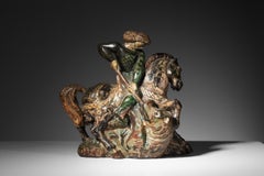 Ceramic sculpture of Saint George, signed Fazzi - K035