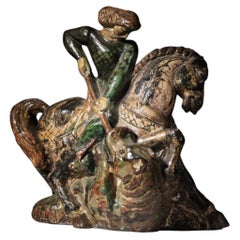 Ceramic sculpture of Saint George, signed Fazzi - K035