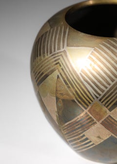 Vase Art déco de « dinanderie » à motifs géométriques - I356