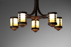 Brutalist-style wrought-iron chandelier from the 1950s - G397
