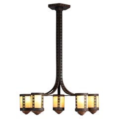 Brutalist-style wrought-iron chandelier from the 1950s - G397