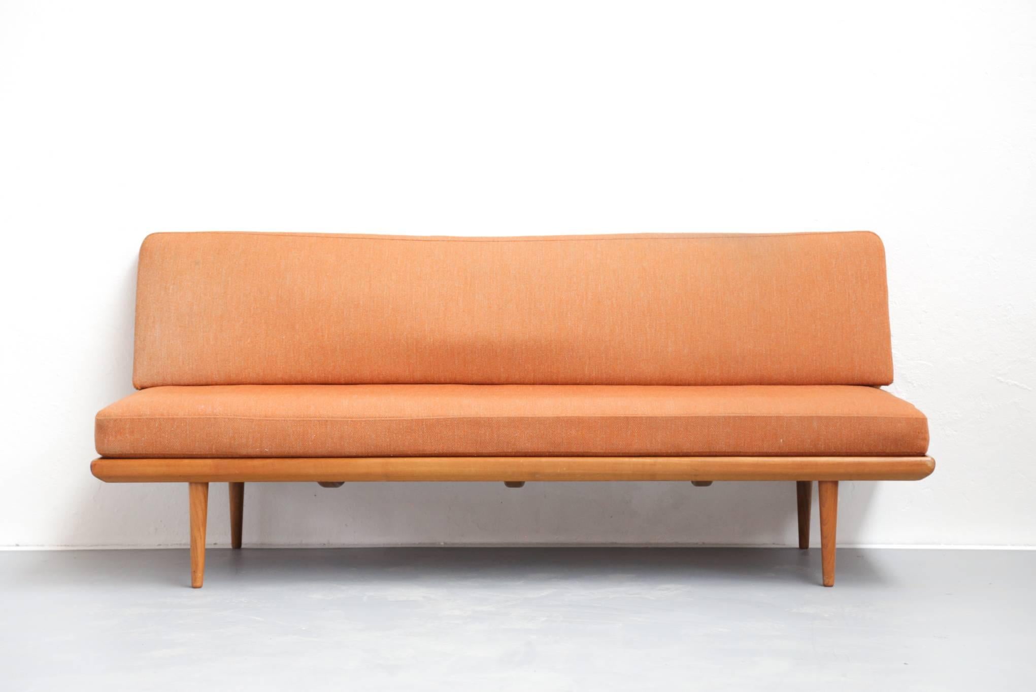 Fabric Daybed by Peter Hvidt, Orange Sofa Design, 1960s