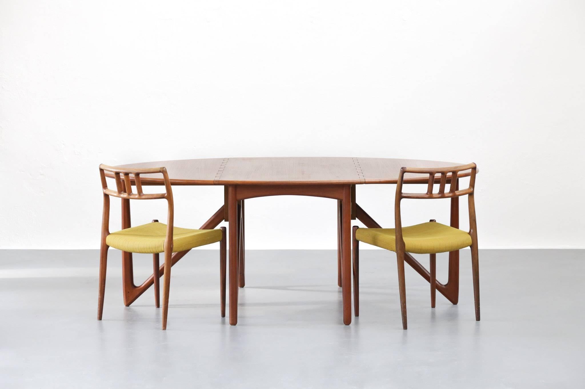 Brass Danish Dining Table by Kurt Östervig 1950s Scandinavian Teak Design