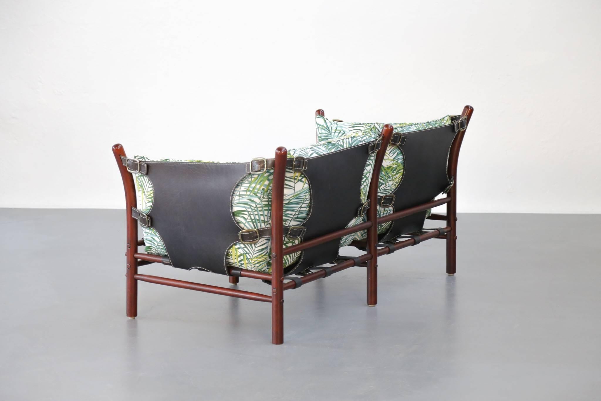 Mid-17th Century Arne Norell Safari Sofa Tropical Swedish 1960 Leather Bench For Sale