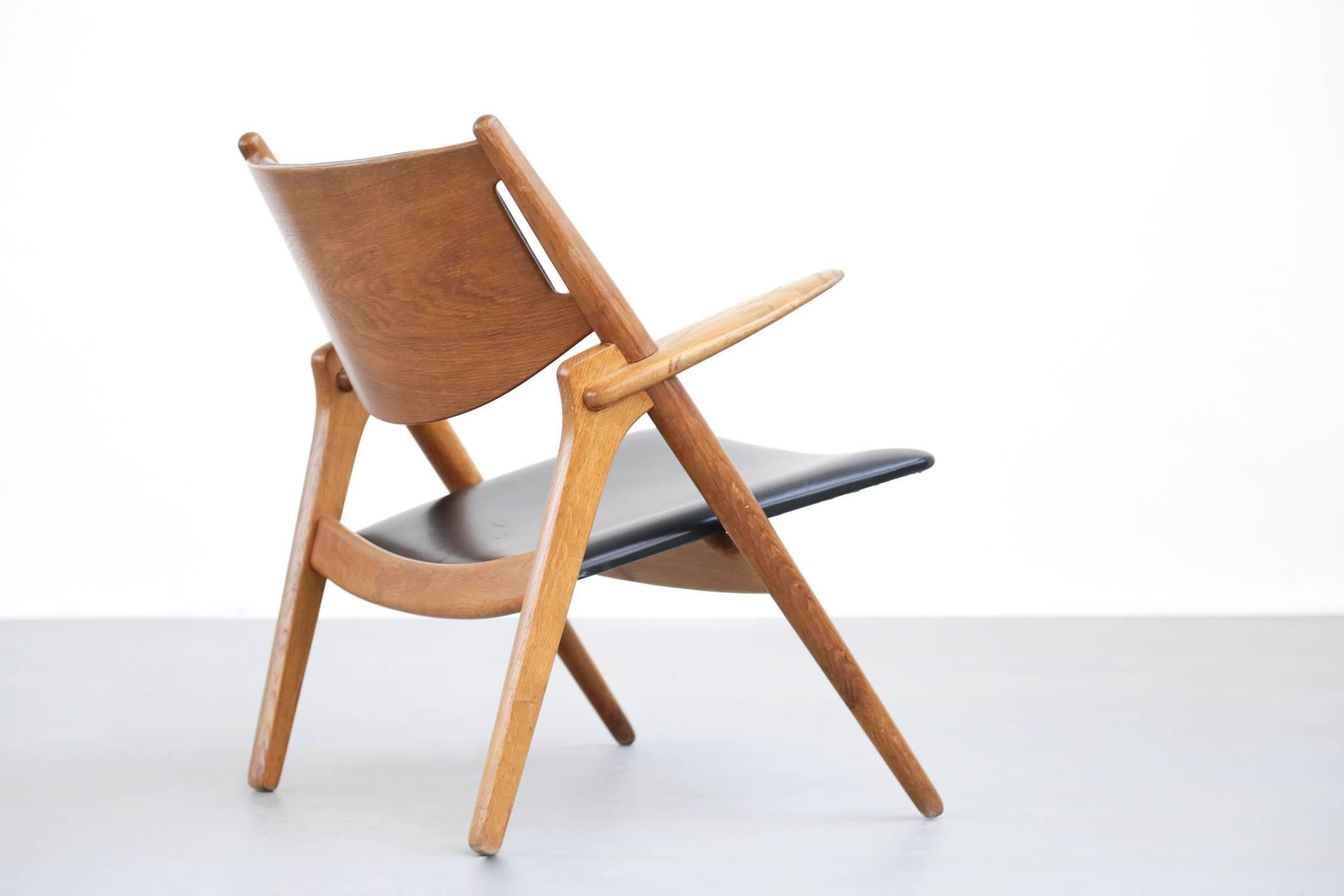 Hans Wegner Dänischer Loungesessel CH28 mit Sägerückenlehne, 1950er Jahre, skandinavisch im Zustand „Hervorragend“ im Angebot in Lyon, FR