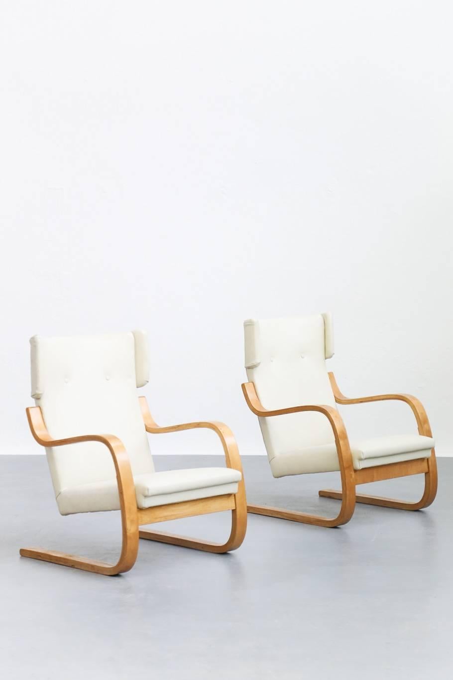 Pair of Lounge Chairs Model 401 by Alvar Aalto, 1935 Finland Design 1