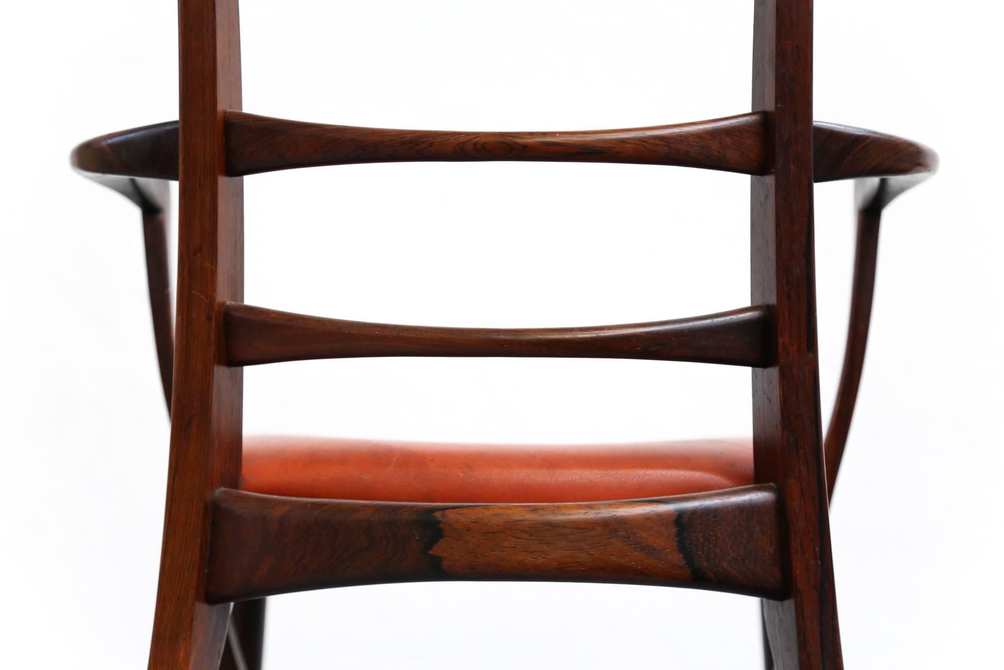 Danish Chairs Niels Kofoed Scandinavian Rosewood Dinning Armchairs Design For Sale 1