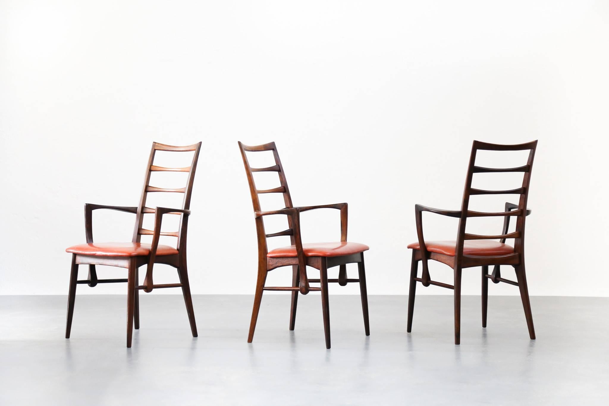 Danish Chairs Niels Kofoed Scandinavian Rosewood Dinning Armchairs Design For Sale 3