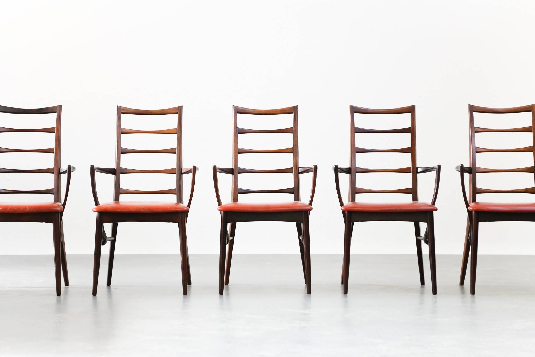 Danish Chairs Niels Kofoed Scandinavian Rosewood Dinning Armchairs Design For Sale 4