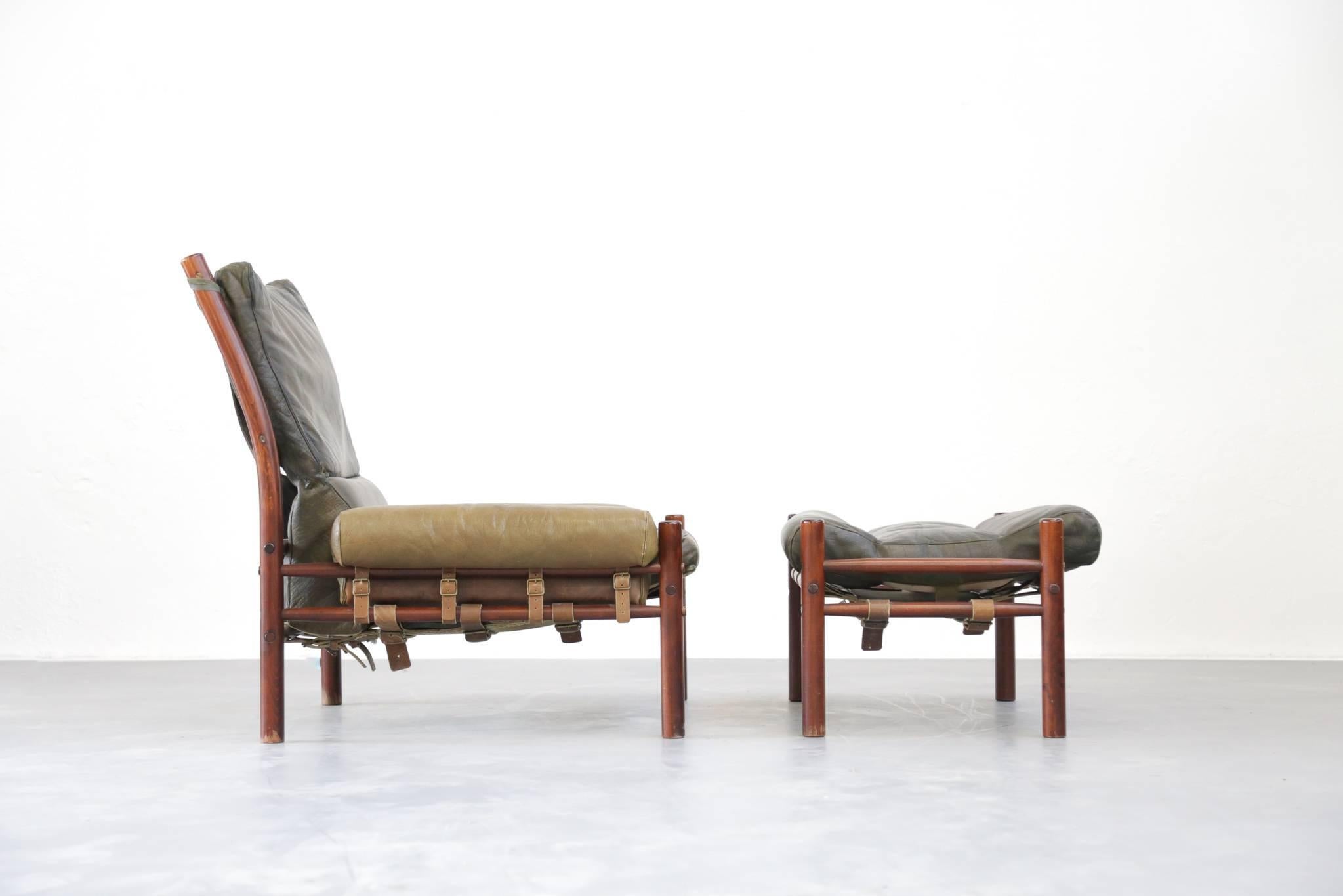 Swedish Arne Norell Easy Chair and Ottoman Model Inca 1960s, Sweden, Danish