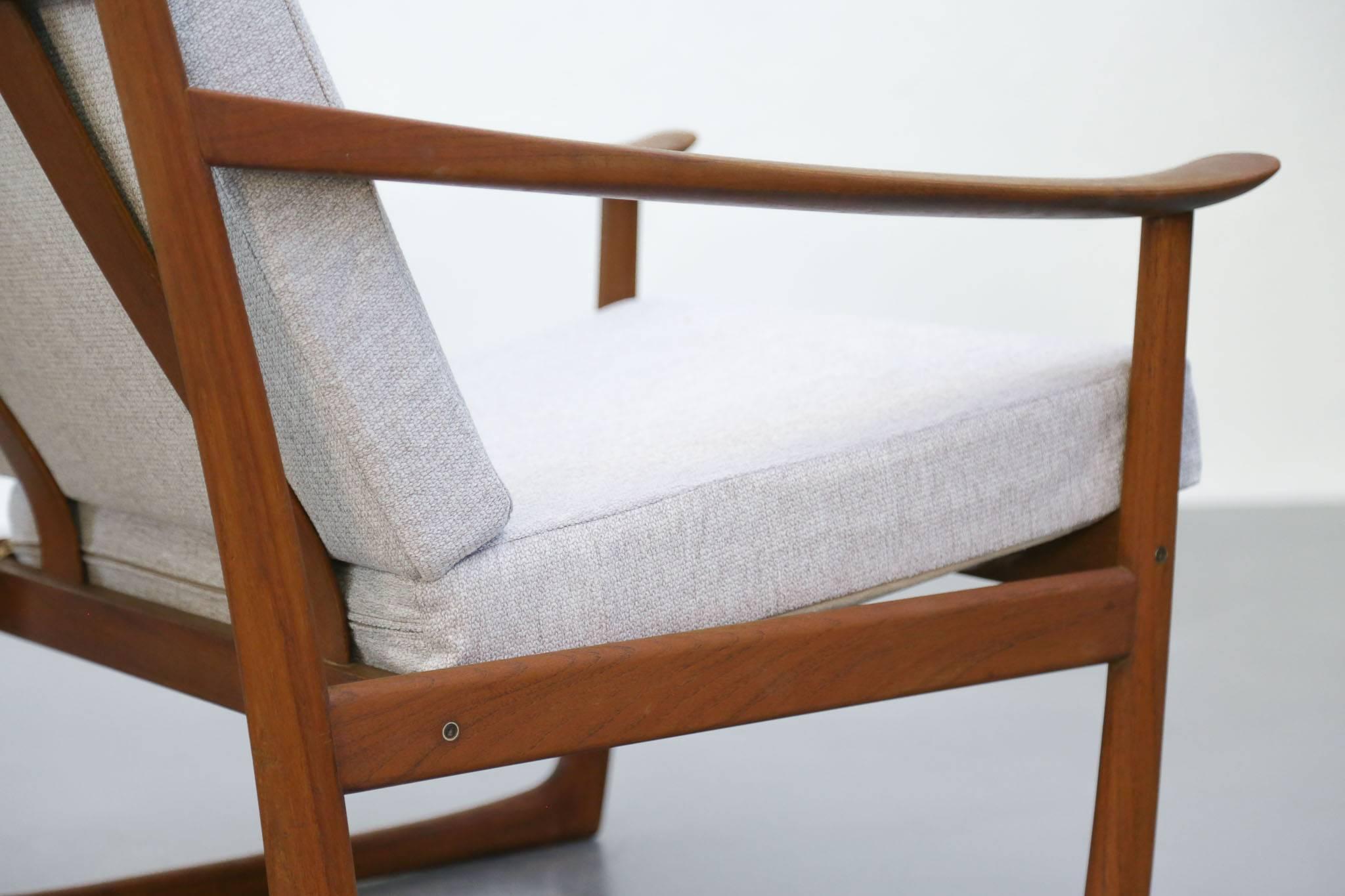 Fabric Pair of Danish Modern Lounge Chair Peter Hvidt & Orla Mølgaard FD130