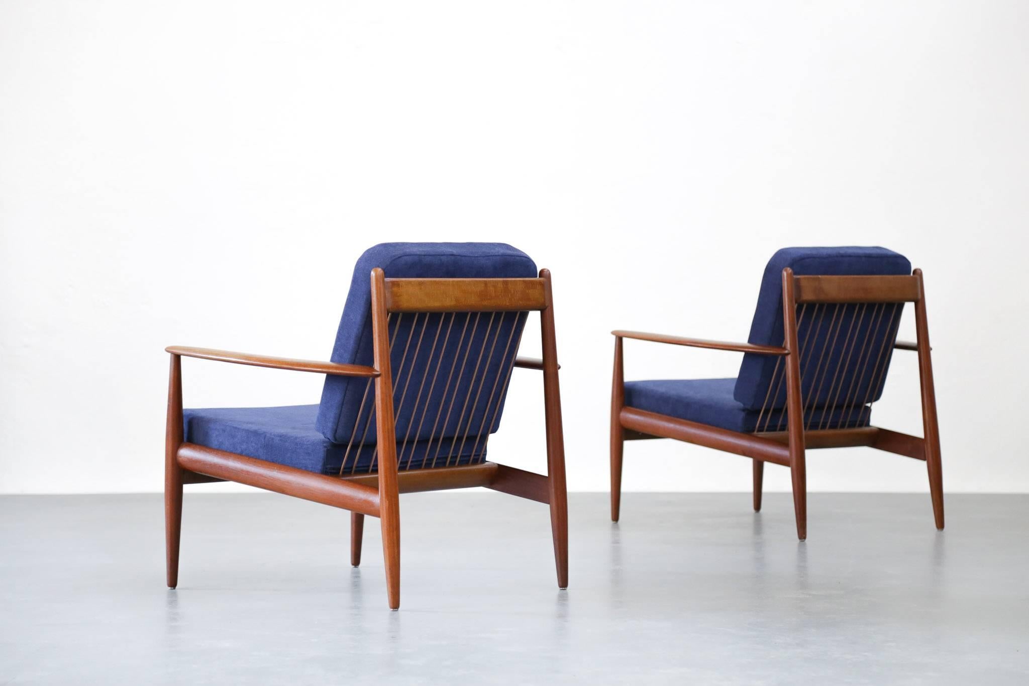 Pair of Lounge Chairs Grete Jalk Danish Teak 1