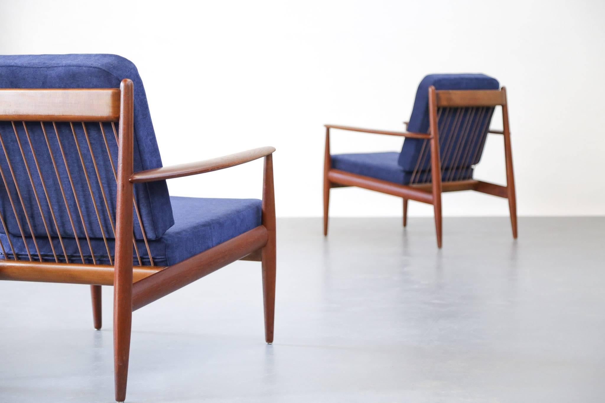 Pair of Lounge Chairs Grete Jalk Danish Teak 2
